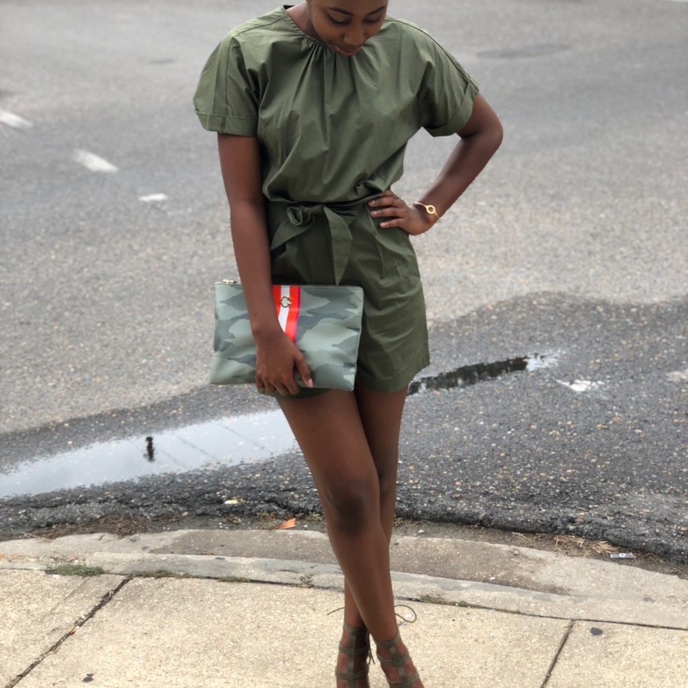 Olive Tie Waist Romper